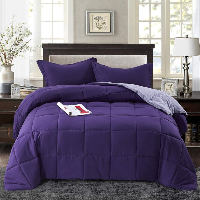 HIG 3pc Green King Size Comforter Set -All Season Reversible Down Alternative Comforter Bedding Comforter -Quilted Duvet Insert with Corner Tabs - Box Stitched Blanket - Breathable, Soft, Fluffy