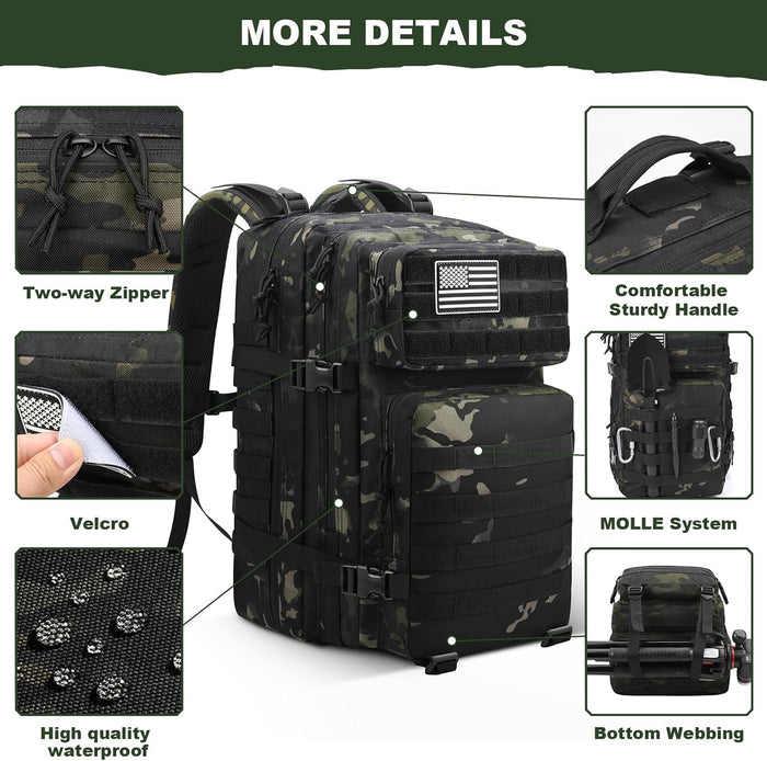 Military Tactical Backpack for Men Army 3 Day Assault Pack Outdoors Hiking Treeking Rucksack with Molle System
