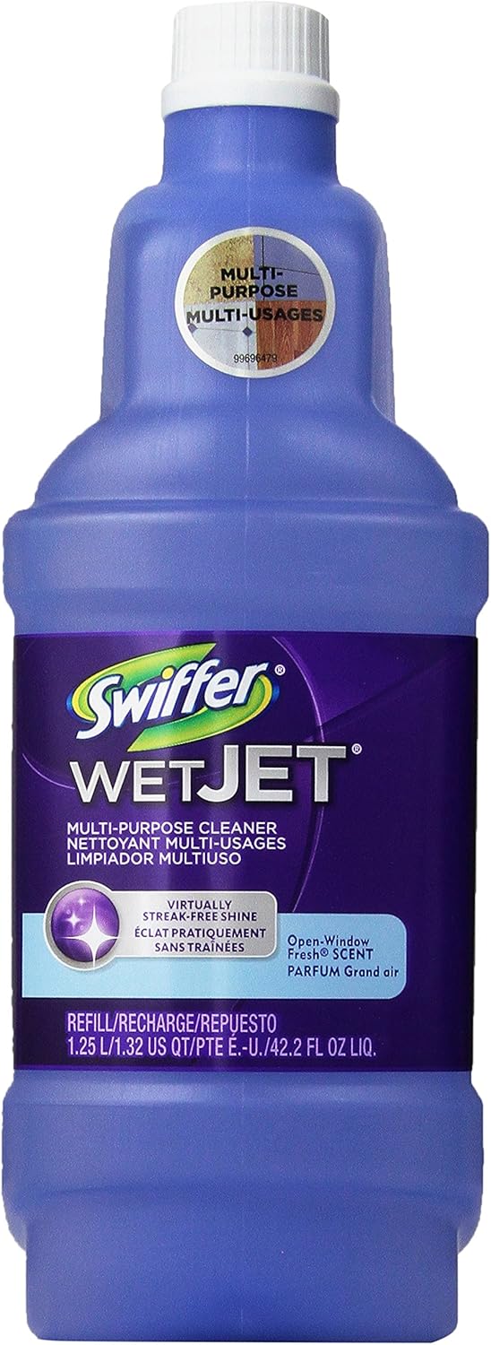 Swiffer WetJet Multi-Purpose Floor Cleaner Solution with Febreze Refill, Hardwood Floor Cleaner, Lavender Scent, 1.25 Liter -42.2 Fl Oz (Pack of 2)