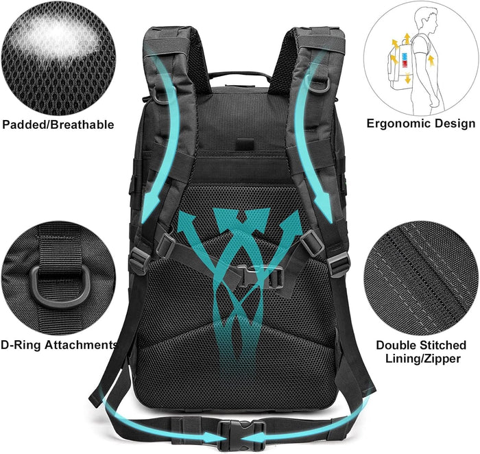 G4Free 45L Military Tactical Backpack 3 Day Assault Survival Molle Pack Bug Out Bag Travel Fishing Backpack Rucksack