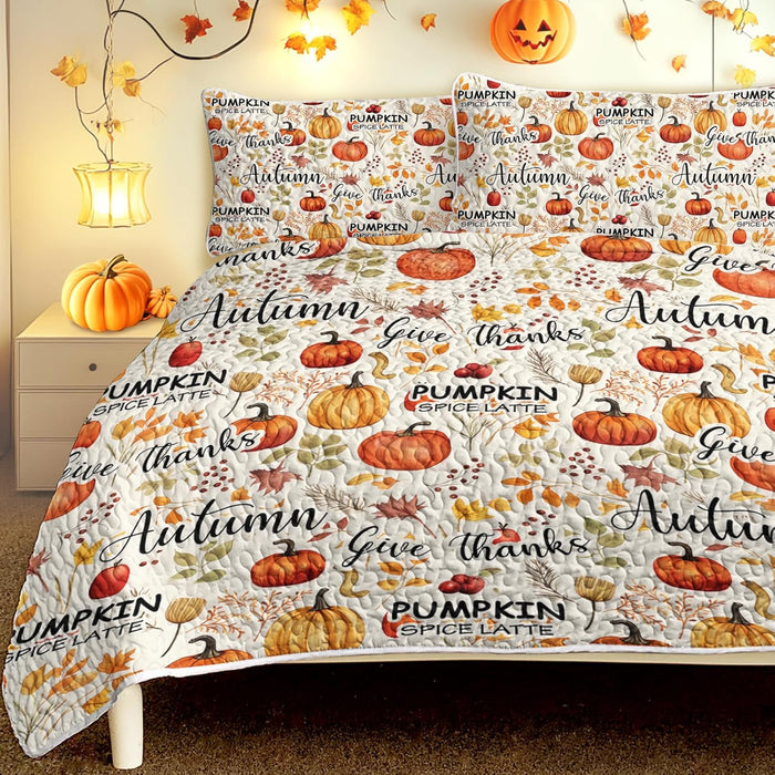 BlessLiving Fall Bedding Full Quilt: Soft Lightweight Autumn Comforter Set - Pumpkin Bedspread Coverlet for Cozy Farmhouse Decor