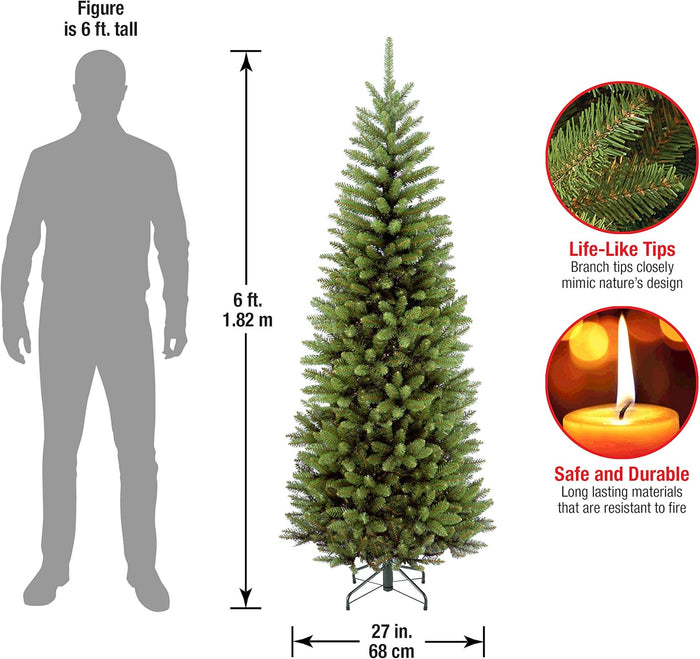 National Tree Company Artificial Slim Christmas Tree, Green, Kingswood Fir, Includes Stand, 6 Feet