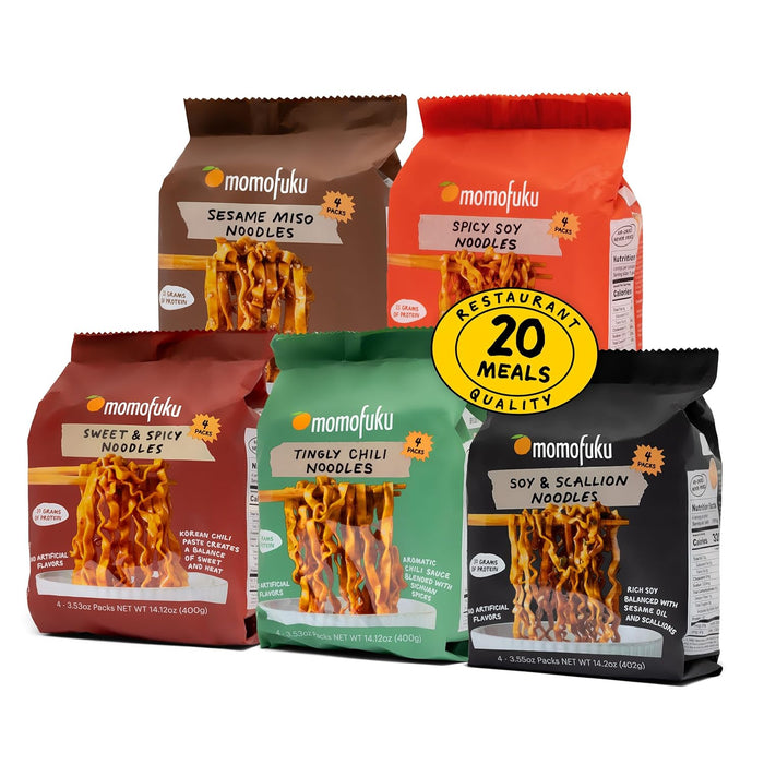 Momofuku Ramen Noodle Variety Pack by David Chang, 15 Meals (Pack of 3) Air-Dried Vegan Instant Noodles with Sauce