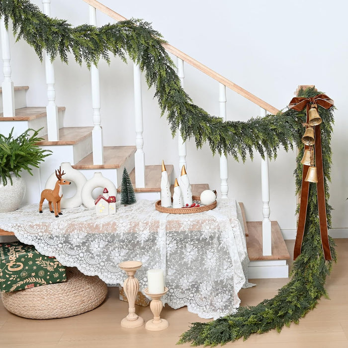 Waipfaru 2 Pcs 6 Ft Christmas Cedar Garland, Real Touch Pine Garlands, Artificial Realistic Faux Greenery Garland for Xmas Home Mantle Fireplace Wall Indoor Outdoor Christmas Decorations