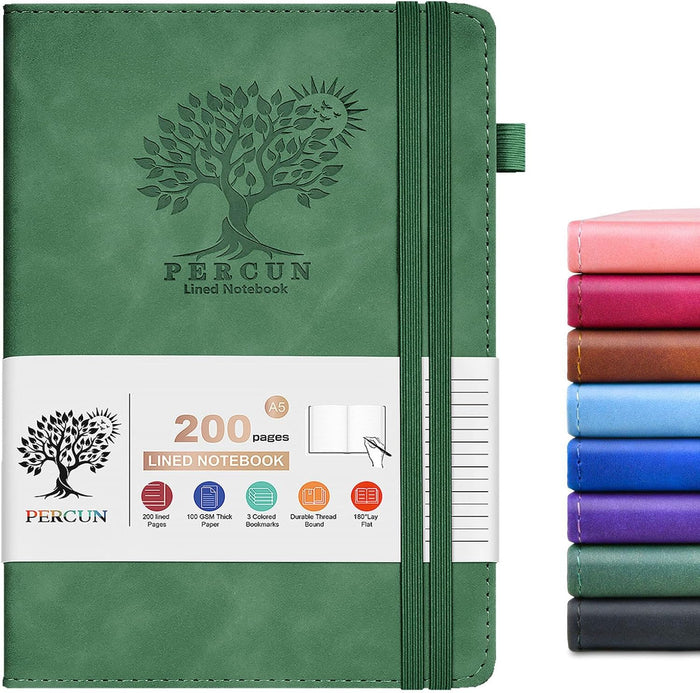 Lined Journal Notebook for Men & Women, 160 Pages College Ruled Journal for Writing, A5 Hardcover Leather Notebooks for Work, School, Business, Travel, Daily Diary 5.9" x 8.5" (Brown)