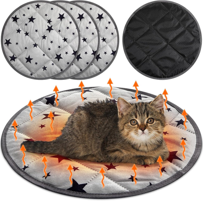 Namalu 4 Pack Self Warming Cat Bed Self Heating Cat Mat Star Pattern Soft Dog Crate Pad Thermal Pet Mat Anti Slip Kennel Dog Washable Warming Bed for Outdoor Indoor(18 x 24 Inch,Gray)