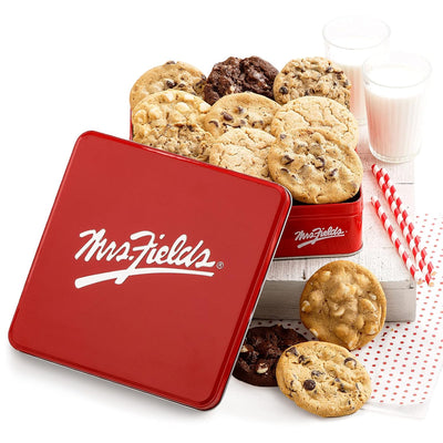 Mrs. Fields Dozen Original Cookie Signature Tin - Assorted with 12 Original Cookies in our 5 Classic Cookie Flavors
