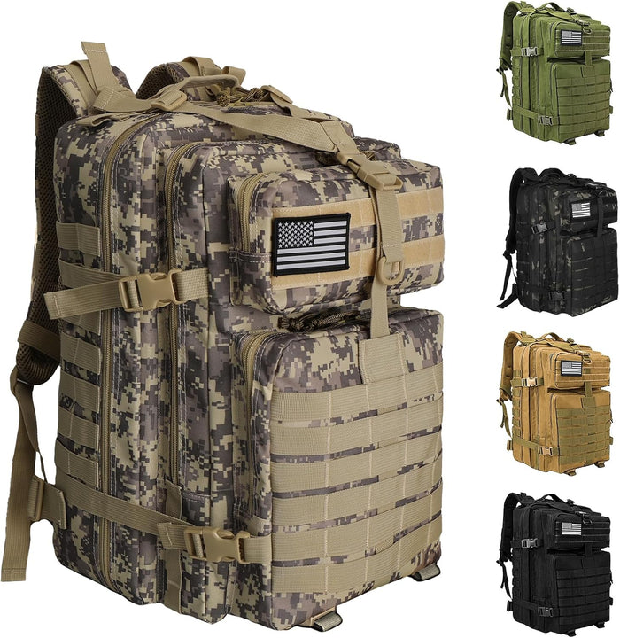 WOLT | Tactical Backpack for Men 45L Military Molle Backpack Large 3 Day Assault Pack Rucking Backpack for Hiking Survival(Black)