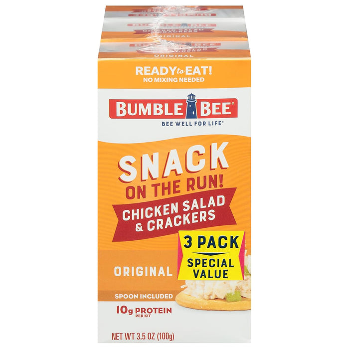Bumble Bee Snack on the Run Chicken Salad with Crackers Kit, Ready to Eat, Easy Open Can, Spoon Included - Shelf Stable & Convenient Protein Snack, 3.5 Ounce (Pack of 3)