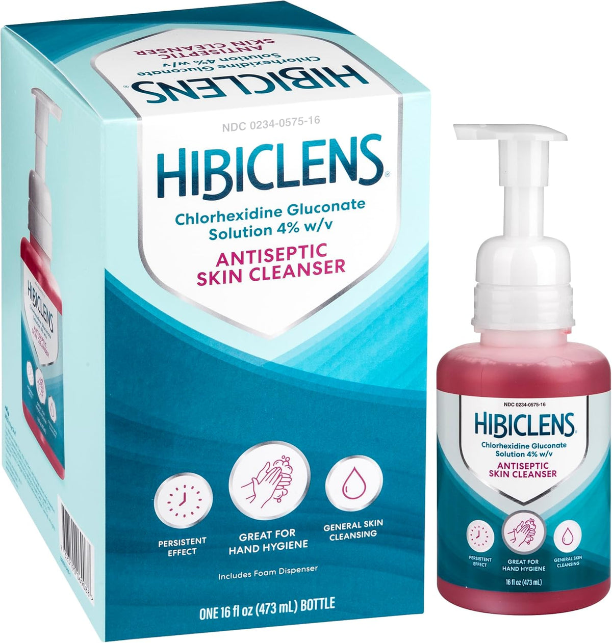 Hibiclens – Antimicrobial and Antiseptic Soap and Skin Cleanser – Foaming Pump Included – 16 oz – for Home and Hospital – 4% CHG