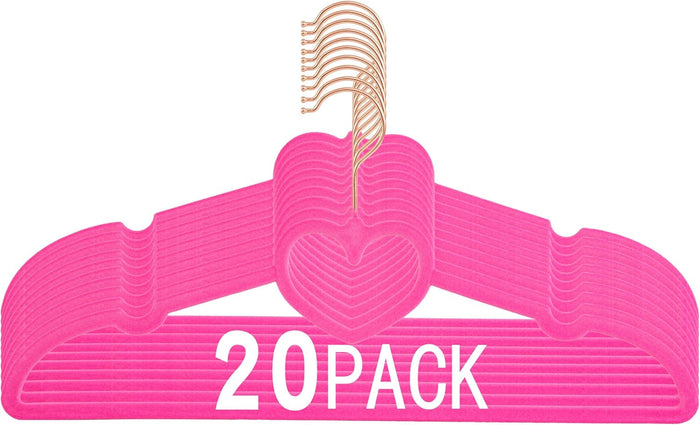 Velvet Hangers 20 Pack, 16" Non Slip Adult Hangers, Slim Clothes Hanger with 360 Degree Swivel Hook - Durable & Cute for Coats, Shirts, Dress (Pink)