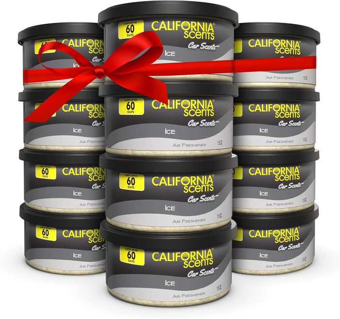 California Scents Can Air Freshener and Odor Neutralizer, Set of 12 Spillproof Cans for Home and Car, Stocking Stuffers, Assorted Scents, 1.5 Oz Each (Packaging May Vary)
