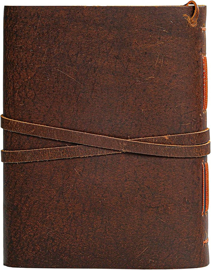 Leather Journal Notebook - Rustic Handmade Vintage Leather Bound Journals for Men and Women - Leather Craft Unlined Paper 300 Pages, Leather Book Diary Pocket Notebook, Diary To Write In (5" x 7")