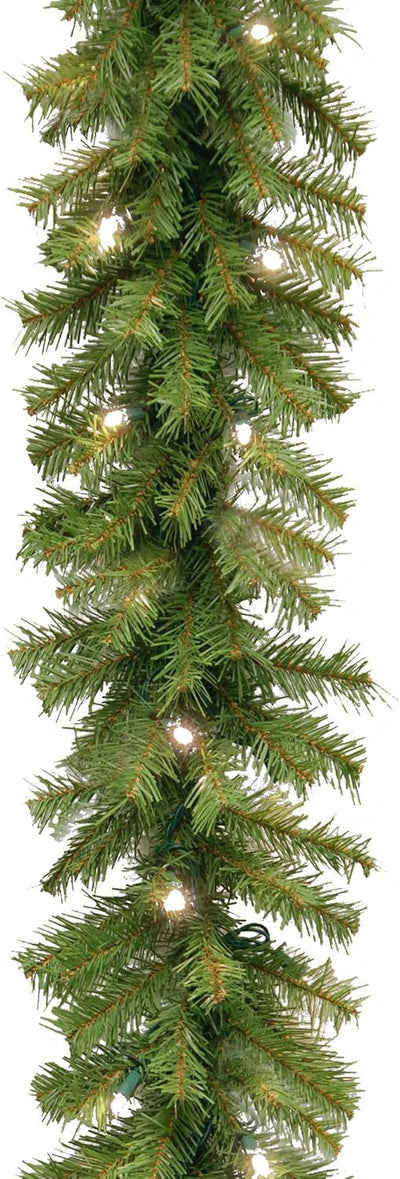 National Tree Company Pre-Lit Artificial Christmas Garland, Green, Norwood Fir, White Lights, Battery Operated, Christmas Collection, 9 Feet