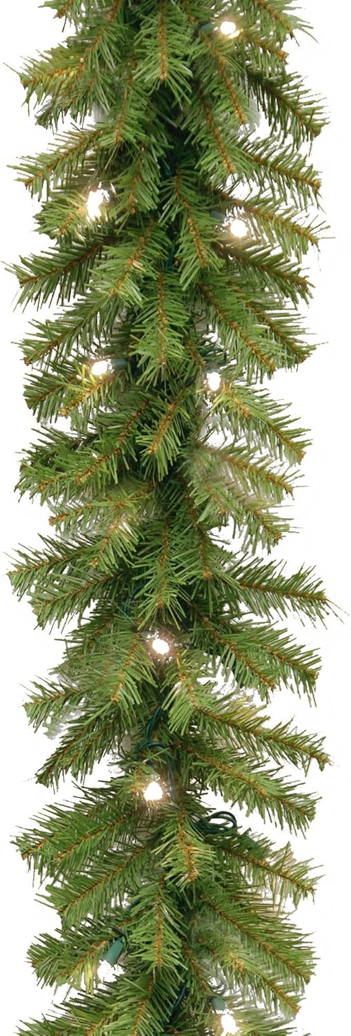National Tree Company Pre-Lit Artificial Christmas Garland, Green, Norwood Fir, White Lights, Battery Operated, Christmas Collection, 9 Feet