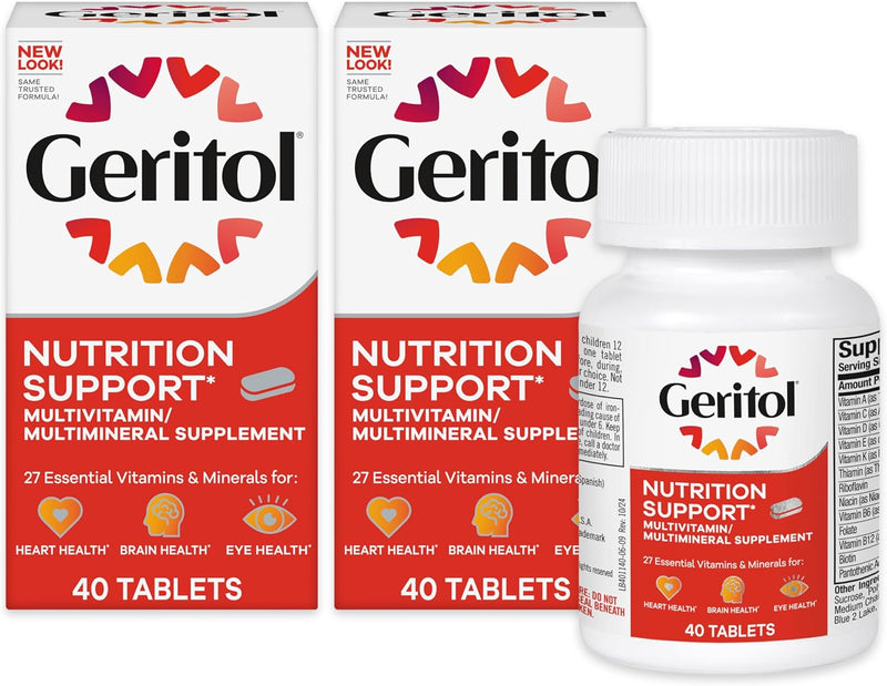 Geritol, Multivitamin Supplement, Contains B-Vitamins, Antioxidants, Vitamins C, E & D and Iron, 26 Essential Vitamins and Minerals, Gluten-Free, Non-GMO, No Artificial Sweeteners, 40 Tablets