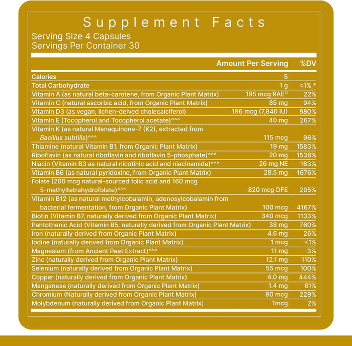 Premier Research Labs Multi-Vitamin - Immune, Brain & Heart Support | with Prebiotics and Postbiotics | Vegan Capsules for Men & Women. Gluten & Soy Free - 120 Plant-Sourced Capsules