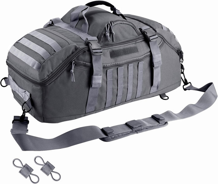 65L Large Duffle Bag, 3-in-1 Tactical Backpack MOLLE Pack for Sports, Gym, Outdoor, Black