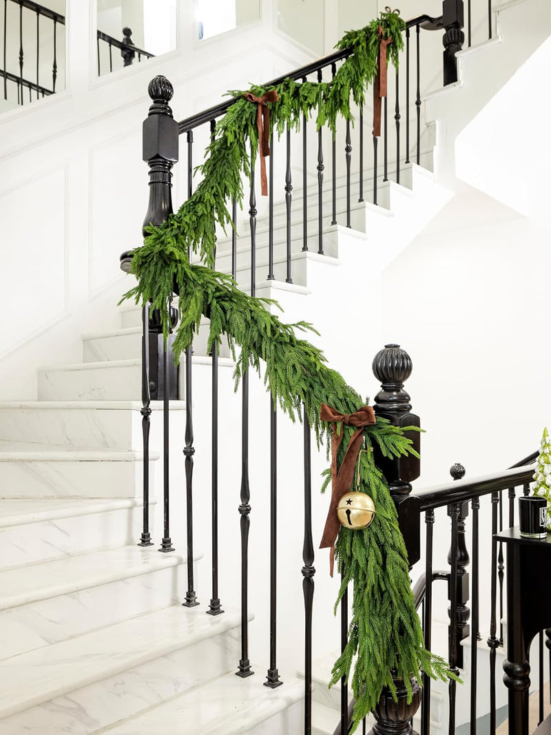 72" Norfolk Pine Garland Real Touch Christmas Garland Faux Cedar Garland Christmas Greenery for Mantle Stairs Table Fireplace Wall Xmas Indoor Outdoor Christmas Decor Holiday Decorations