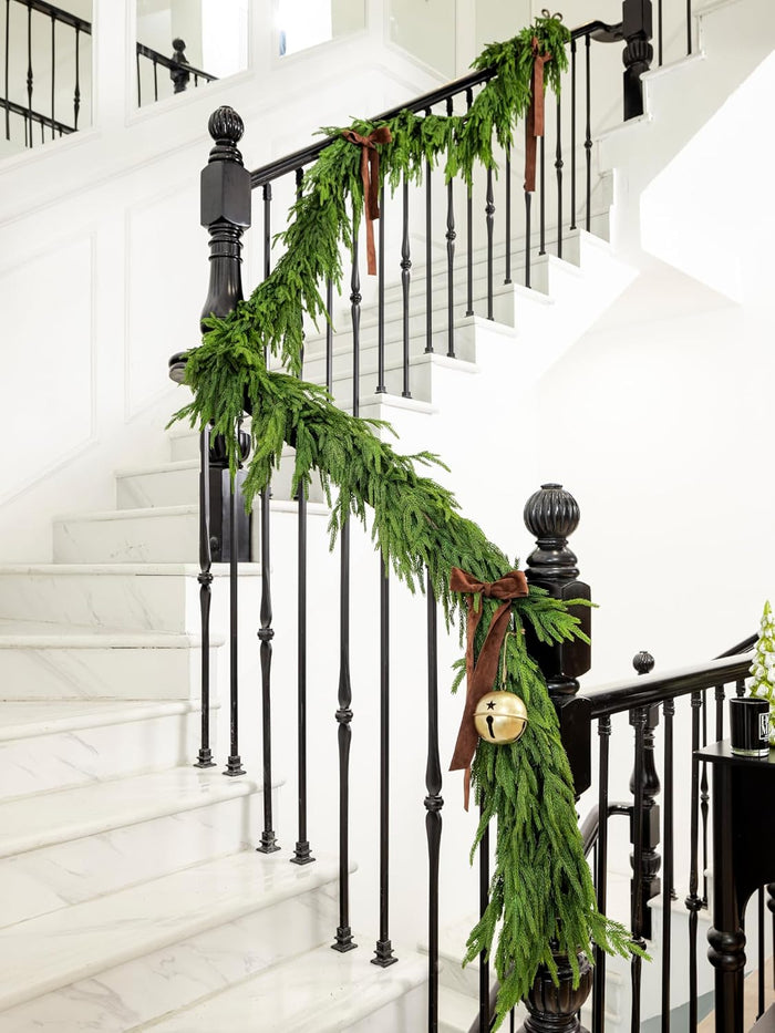 72" Norfolk Pine Garland Real Touch Christmas Garland Faux Cedar Garland Christmas Greenery for Mantle Stairs Table Fireplace Wall Xmas Indoor Outdoor Christmas Decor Holiday Decorations