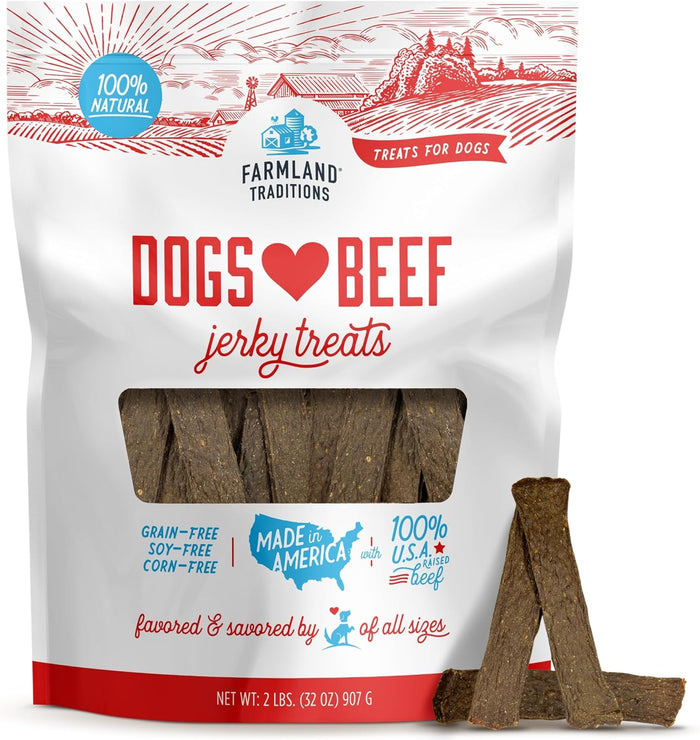Farmland Traditions Dogs Love Chicken Jerky Dog Treats, Premium Two-Ingredient Dog Jerky with USA-Raised Chicken, 3-Pound Bag