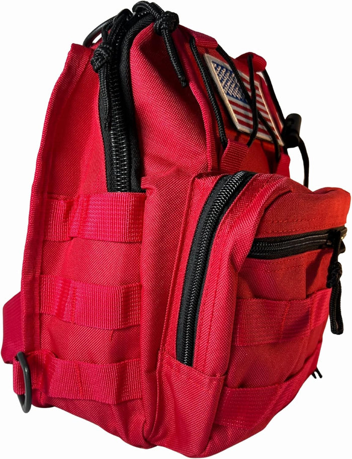 NOVO First Aid Sling Backpack Empty - Red Mini Backpack, Professional Medical Sling Bag & First Tactical Sling