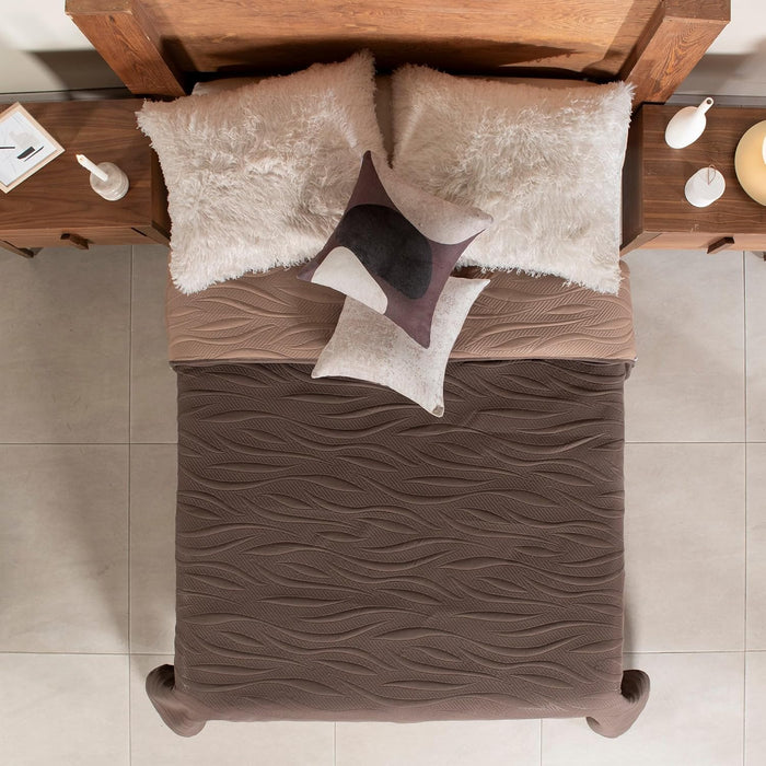 Vianney Queen Comforter Set – Novo Coffee Reversible Quilt 91x93 Inches with 2 Standard Pillow Shams, Soft Lightweight All-Season Bedding in Coffee