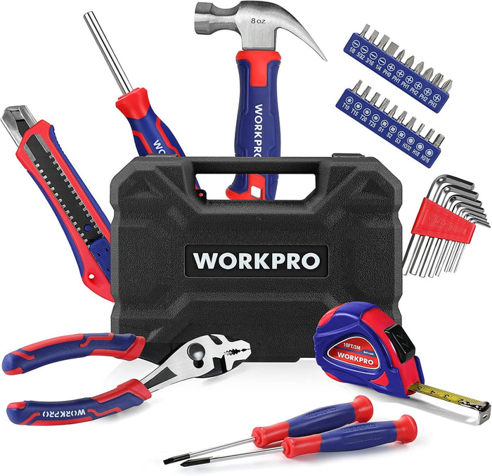 WORKPRO 35-Piece Pink Tools Set, Household Tool Kit with Storage Toolbox, Basic Tool Set for Home, Garage, Apartment, Dorm, New House, Back to School - Pink Ribbon