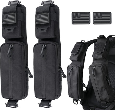 WYNEX Molle Accessories Pouch of Double Zipper Pocket Version, Backpack Strap Pouch Shoulder Strap Molle Attachment Tactical Accessories Bag Shoulder Starps Zipper Pocket Additional Phone Holder