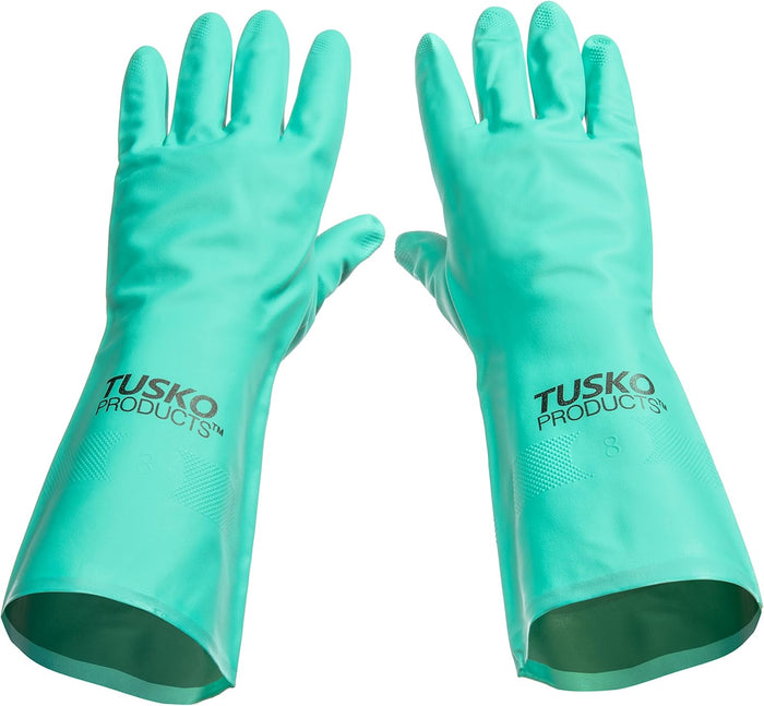 TUSKO PRODUCTS Best Nitrile Rubber Cleaning, Household, Dishwashing Gloves, Latex Free, Vinyl Free, Reusable not Disposable, Extra Small XS, (12 Pairs)