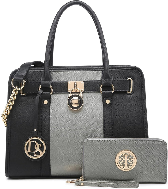 Dasein Handbags Purses Set for Women Top Handle Satchel Shoulder Bags Large Work Tote Bag with Matching Wallet