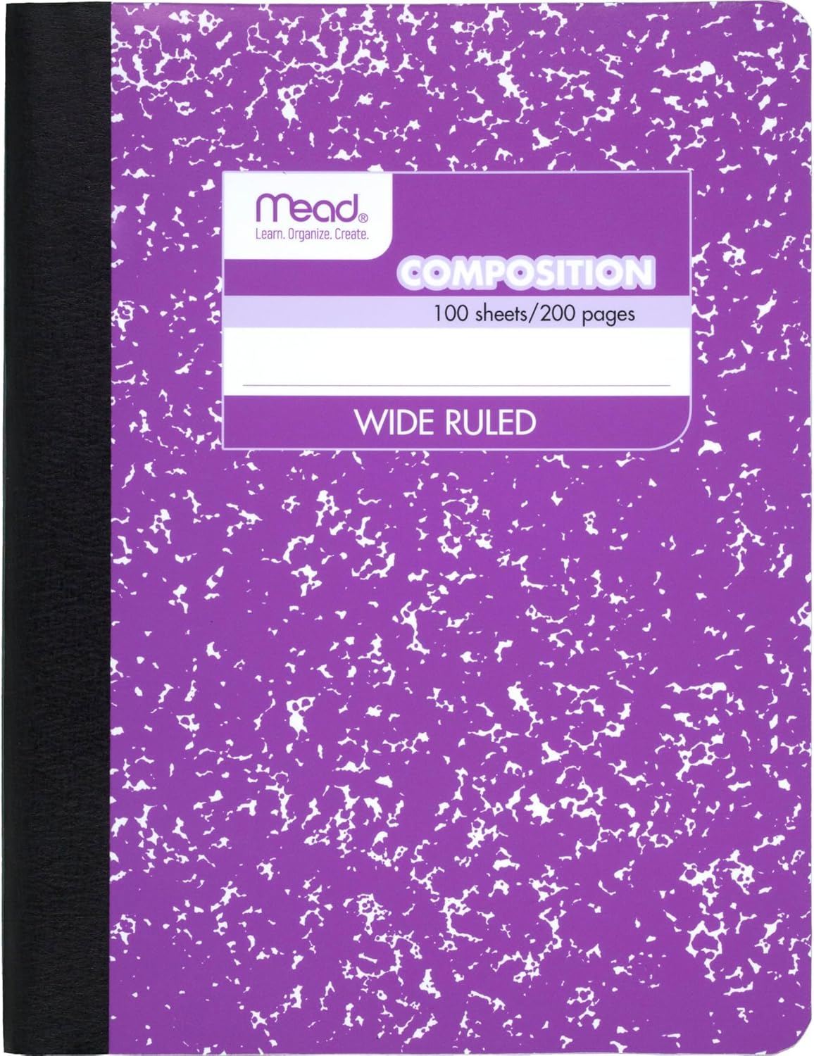 Mead Composition Notebook, Wide Ruled Paper, 7-1/2" x 9-3/4", 100 Sheets, Black Marble (09910)