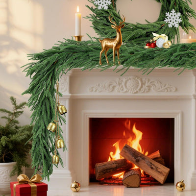 Artificial Norfolk Pine Garlands,Real Touch Artificial Greenery Garland for Table, Mantle, Wall,Indoor Outdoor Holiday Winter Christmas Decorations (2, 6FT)
