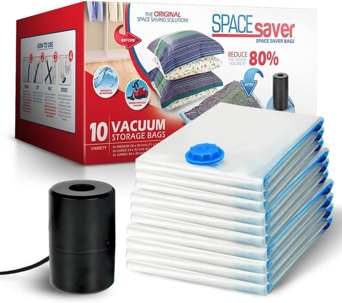 20-Pack Variety Vacuum Storage Bags for Comforters, Blankets & Clothes – Vacuum Sealed Compression Bags with Hand Pump – Space Saver Storage Bags for Bedding,Travel & Organization (5S, 5M, 5L & 5XL)