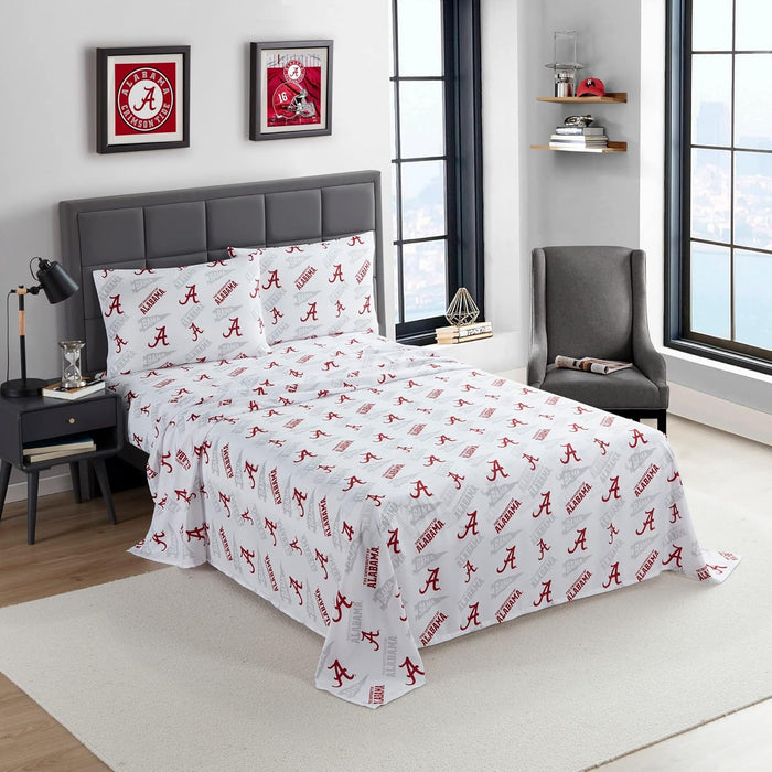 Officially Licensed Alabama Crimson Tide NCAA Twin Size Sheet Set – Team Logo Bedding for College Dorms, Basketball & Football Fans, Fan Caves & Game Day Decor