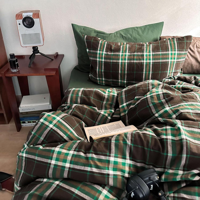 LifeTB Tan Gingham Grid Duvet Cover Queen 3 Pieces Beige Plaid Duvet Cover 100% Washed Cotton Boho Plaid Comforter Cover with 2 Pillowcases Farmhouse Checkered Gingham Bedding Set Queen
