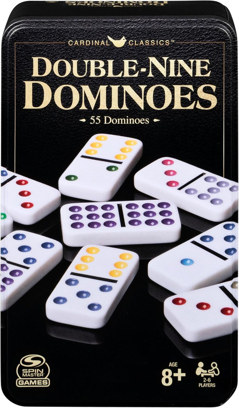 Spin Master Games, Cardinal Classics Double 12 Dominoes Set in Storage Tin, Family Board Games, 2-6 Players, for Ages 8 & Up