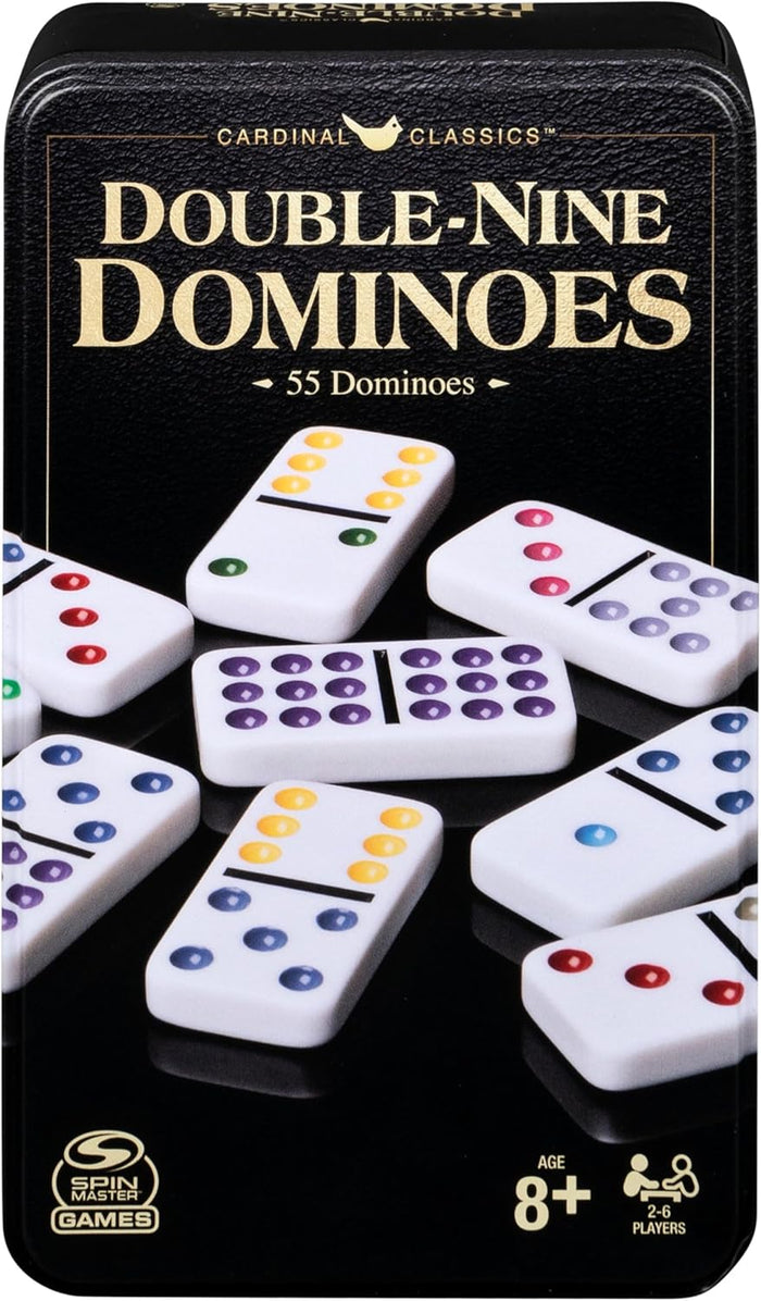 Spin Master Games, Cardinal Classics Double 12 Dominoes Set in Storage Tin, Family Board Games, 2-6 Players, for Ages 8 & Up
