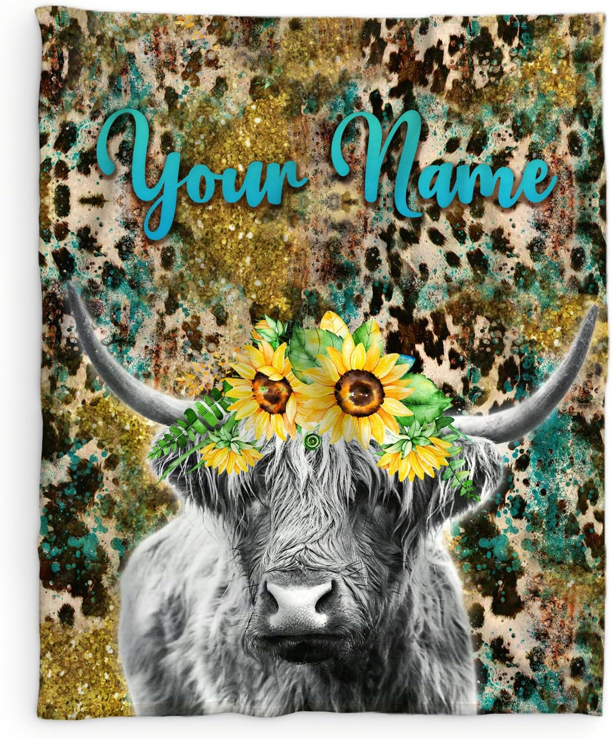 Highland Cow Blanket, Cute Cow Throw Blanket Gift for Women Girls Highland Cow Lovers, 50x40 Inches Soft Fuzzy Flannel Sunflower Blankets for Crib Couch Sofa Travel