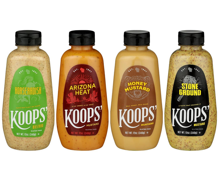 Koops' Honey Mustard – Gourmet Mustard, Gluten-Free, Kosher, Made in USA, From Quality Mustard Seeds, Honey Mustard Sauce – 12 Oz, Pack of 1