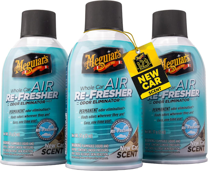 Meguiar's Whole Car Air Re-Fresher,Odor Fighting Mist, Fights Off Strong Vehicle Odors,Air Freshener, New Car Scent - Three 2 Oz Spray Bottles