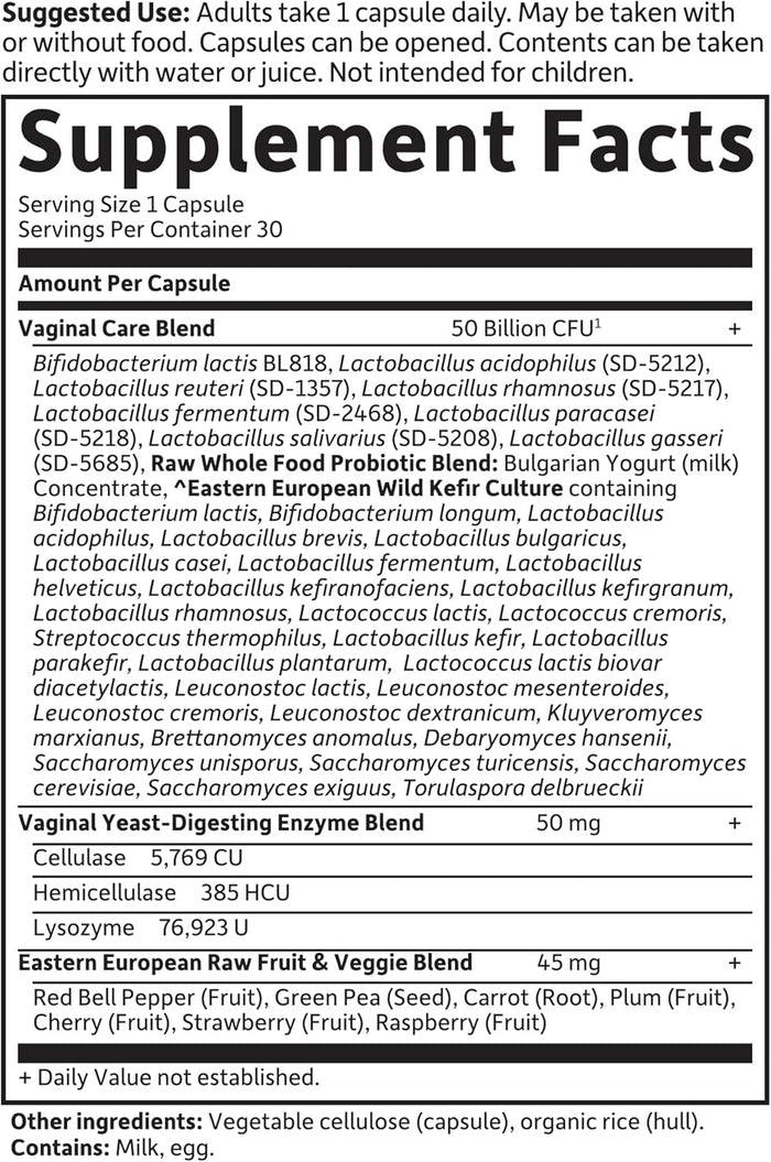 Garden of Life Raw Probiotics for Women's Vaginal Care with Acidophilus, Shelf Stable Probiotic Promotes Yeast Balance, Vaginal, Urinary Tract Health, 30 Vegetarian Capsules