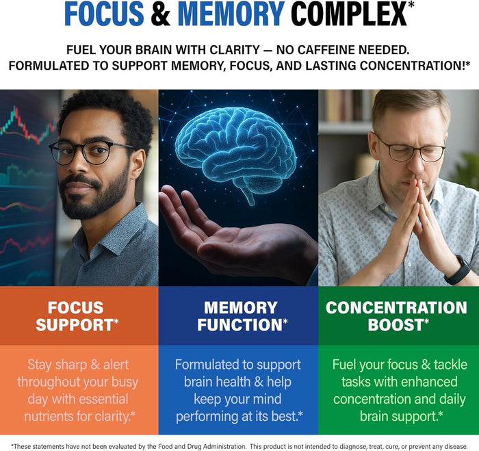 Multivitamin for Men - B-Complex | Whole Foods & Enzymes - Energy, Focus & Brain | Men's Health Complex - 46in1 Mens Multivitamin - Bioavailable & Gentle on Stomach - Made in USA - 90 Capsules, 1/Day