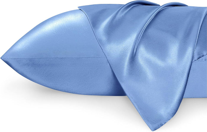 Bedsure Satin Pillowcase, Similar to Silk Pillow Cases Queen Size Set of 2, Cooling Pillow Case for Hot Sleepers with Envelope Closure, Gifts for Women Men, Silver Grey, 20x30 Inches, 2pcs