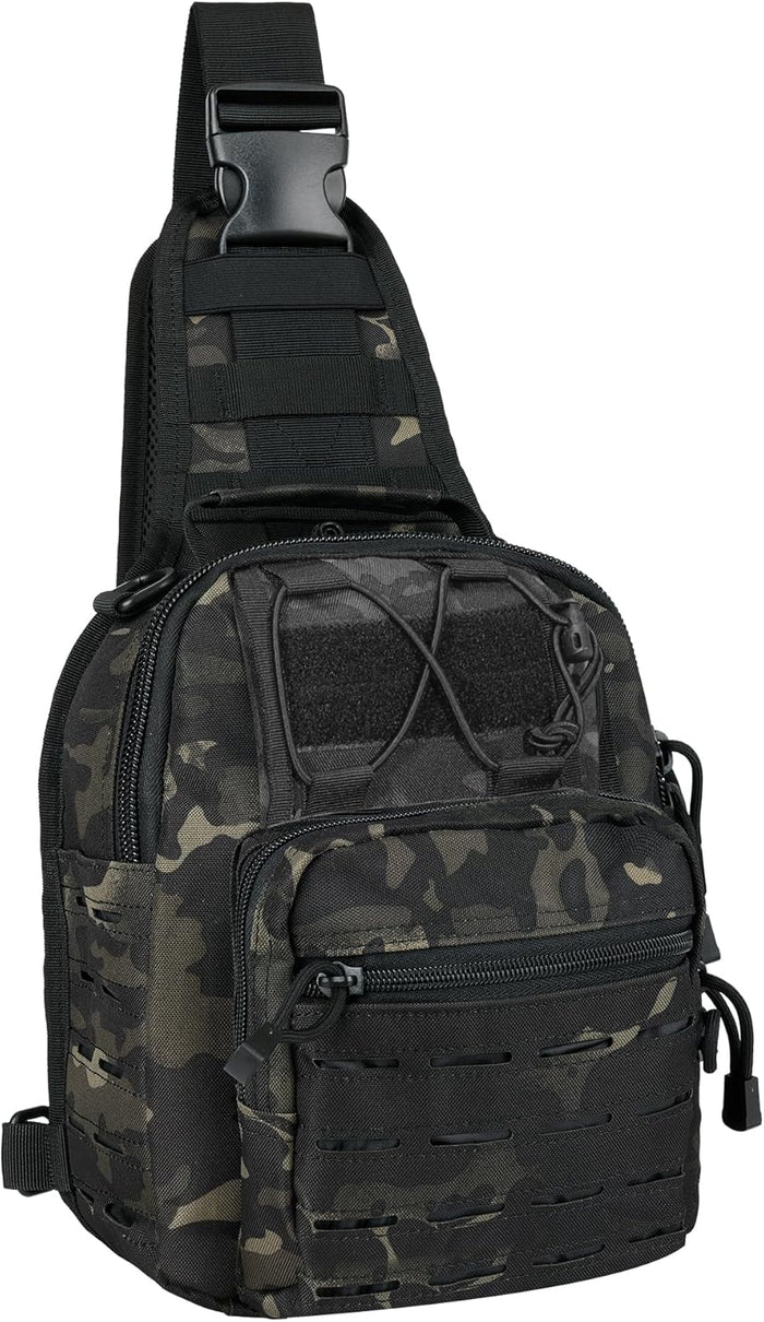 BOMTURN Tactical Backpack-1000D Waterproof Military Backpack/Laser-Cut/CCW Bags Sling Bag Tactical Satchel Shoulder Bag Men
