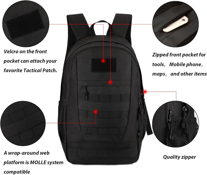 ArcEnCiel 35L Motorcycle Backpack Tactical Military Bag Army Assault Pack Rucksacks with Patch - Rain Cover Included