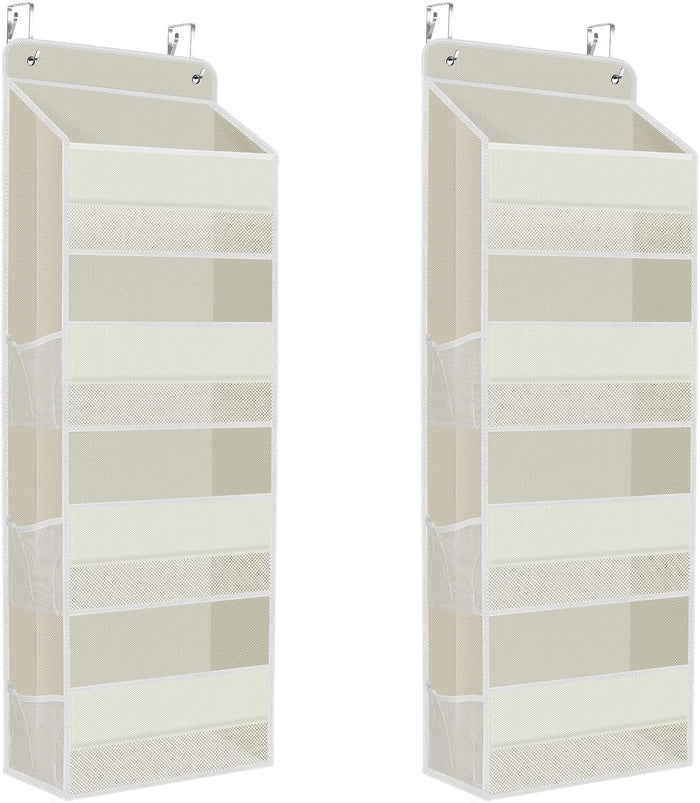 1 Pack Over The Door Organizer, Hanging Storage Organizer with Clear Window, 40lb Ultra Sturdy Large Capacity Room Organizer for Pantry Laundry Bathroom Nursery Closet Baby Essential (Grey)
