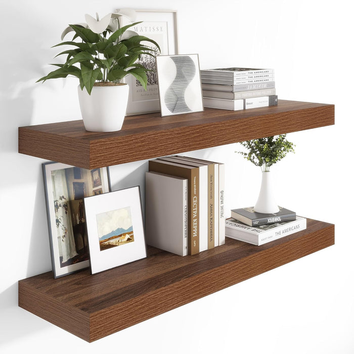 Heimlove Black Bathroom 12'' Deep Floating Shelves for Wall - Shelf Over Toilet Wall Mounted Farmhouse 24 inches,Rustic Wood Shelves Decor & Storage,Set of 1