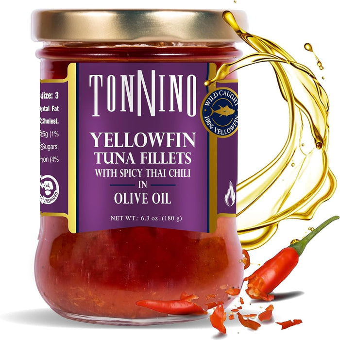 Tonnino Yellowfin Tuna Fish Premium – Spring Water – Pack of 6 – Alternative to Salmon – Protein Snacks – Ready to Eat Meals