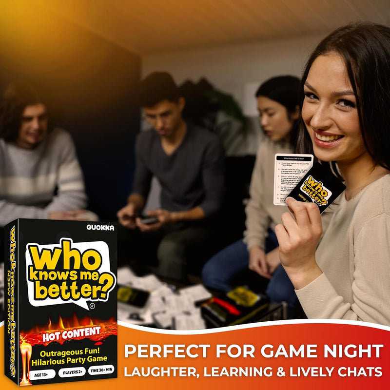 QUOKKA Who Knows Me Better? - Hot & Wild Edition | Bold & Spicy Party Card Game for Adults Only | 500+ Daring Questions to Expose Your Friends’ Deepest Desires
